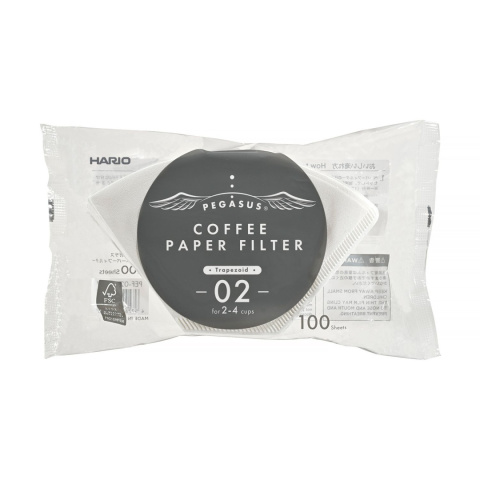 Hario - filtry papierowe białe, Pegasus 02 - 100szt.