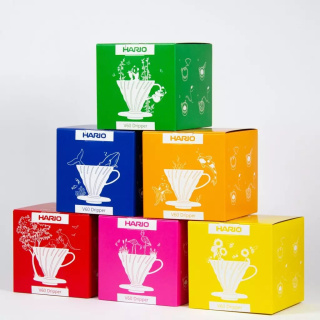 Dripper Hario V60-02 - plastic + filtry 40 szt. - Sunflower yellow, żółty